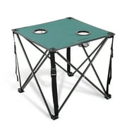 ARROWHEAD OUTDOOR 26” (66cm) Heavy-Duty Portable Camping Folding Table, 2 Cup Holders, Compact, Square, Carrying Case Included, Steel Frame, High-Grade 600D Canvas, USA-Based Support (Green)